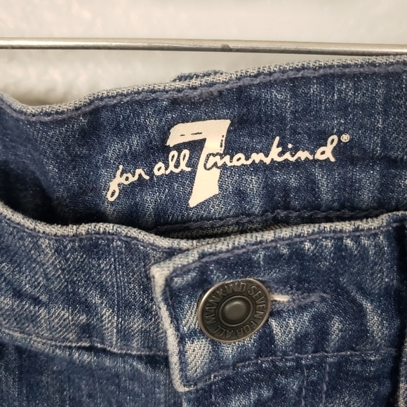 7FAMK Denim Pencil Skirt Ribbed Bottom Dark Wash Sz 27 - Picture 6 of 7